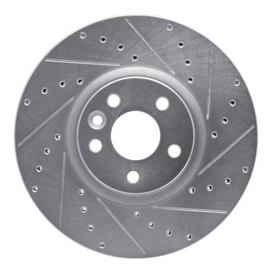 Volvo XC60 Brake Rotor (1) - Front Right - R1 Concepts - Drilled & Slotted - Silver - `16-`17